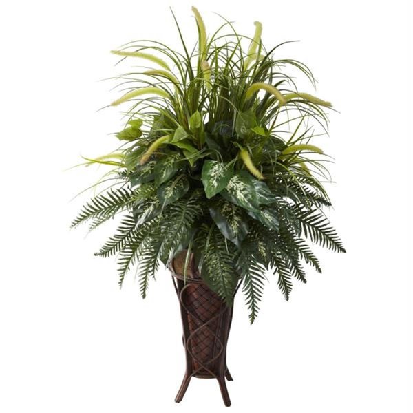 Dare2Decor Mixed Greens & Cattails with Stand Planter DA416543